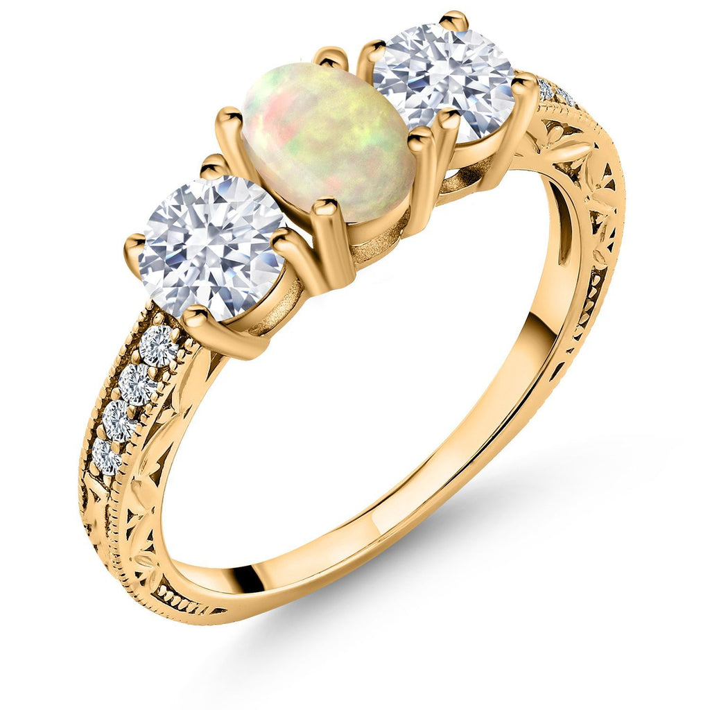 Ethiopian Opal-Cabochon - October_8_Ring in 925 Yellow Gold Plated Silver