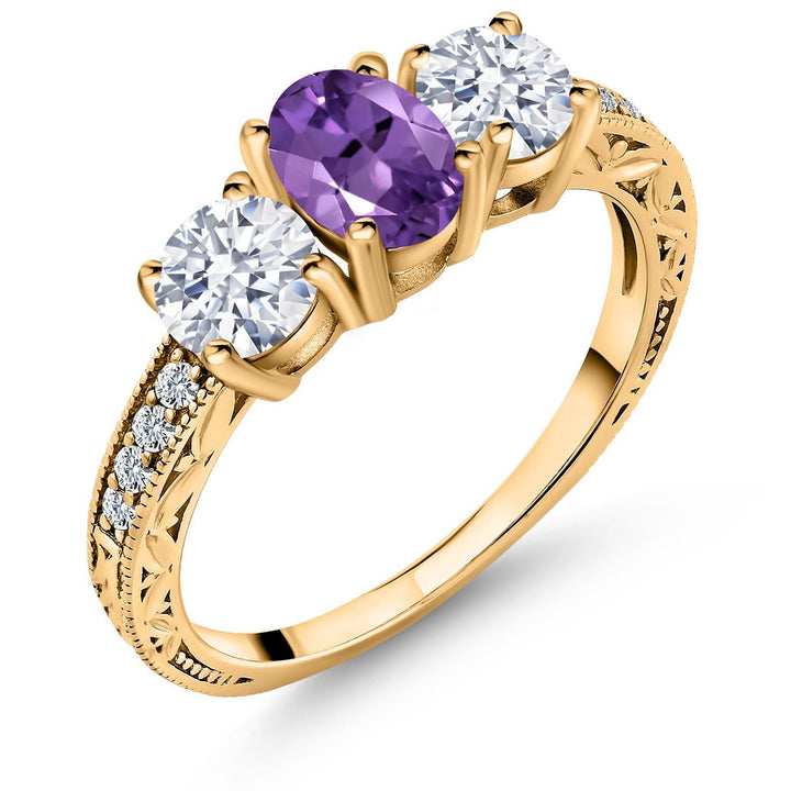 Amethyst - February_5_Ring in 925 Yellow Gold Plated Silver