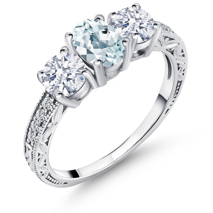 Aquamarine - March_5_Ring in 925 Sterling Silver
