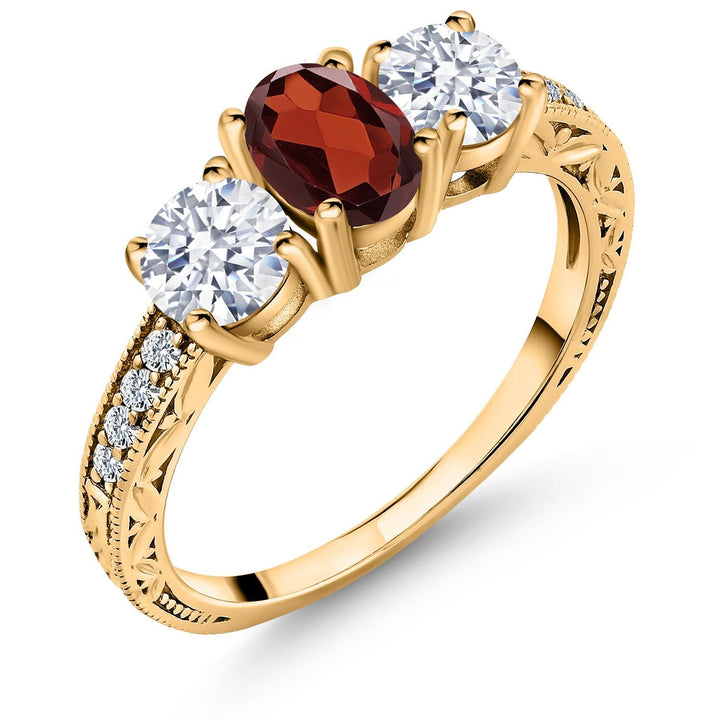 Garnet - January_5_Ring in 925 Yellow Gold Plated Silver
