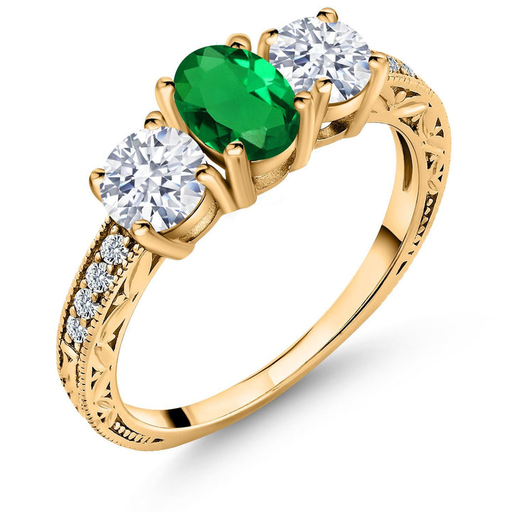 Nano Emerald - May_5_Ring in 925 Yellow Gold Plated Silver