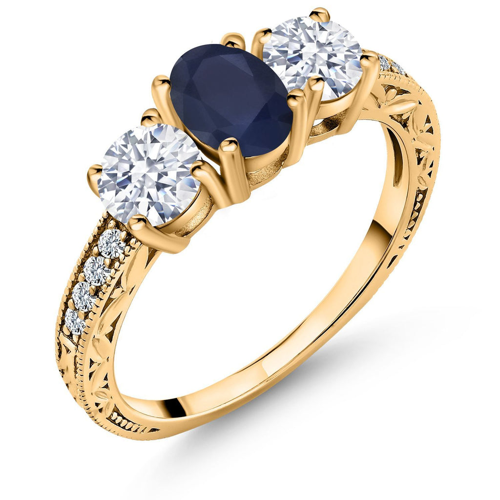 Blue Sapphire - September_6_Ring in 925 Yellow Gold Plated Silver