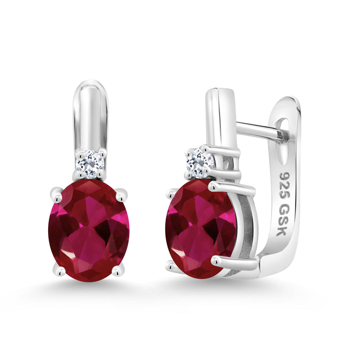 Created Ruby - July_Earrings in 925 Sterling Silver