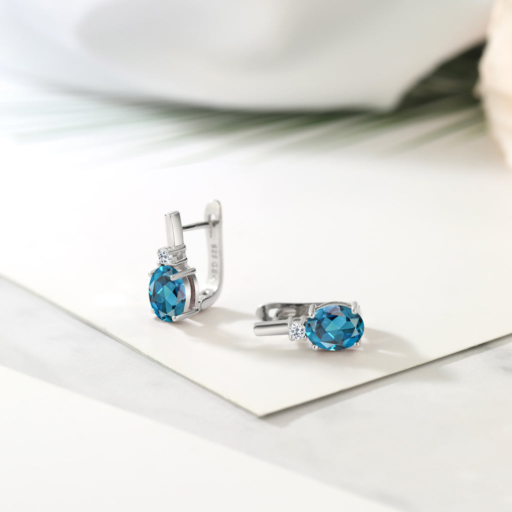 London Blue Topaz - November_Earrings in 925 Sterling Silver