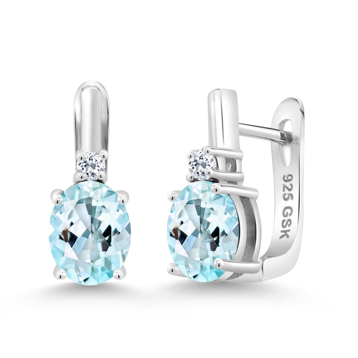 Sky Blue Topaz - November_Earrings in 925 Sterling Silver