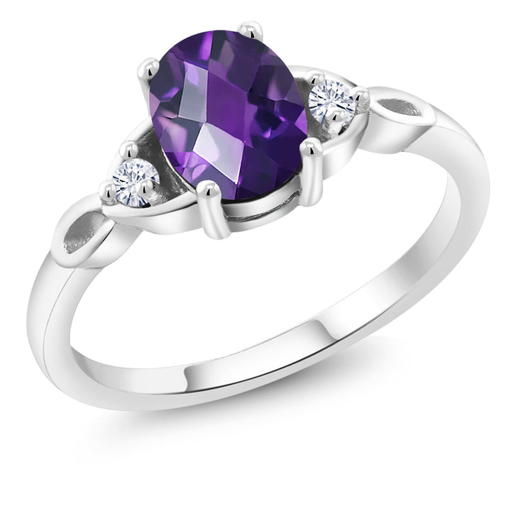 Amethyst-Checkerboard - February_5_Ring in 925 Sterling Silver