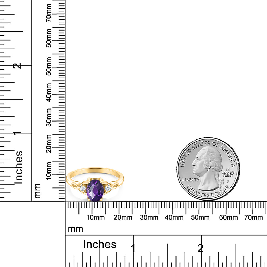 Amethyst and Zirconia_7_Ring in 925 Yellow Gold Plated Silver