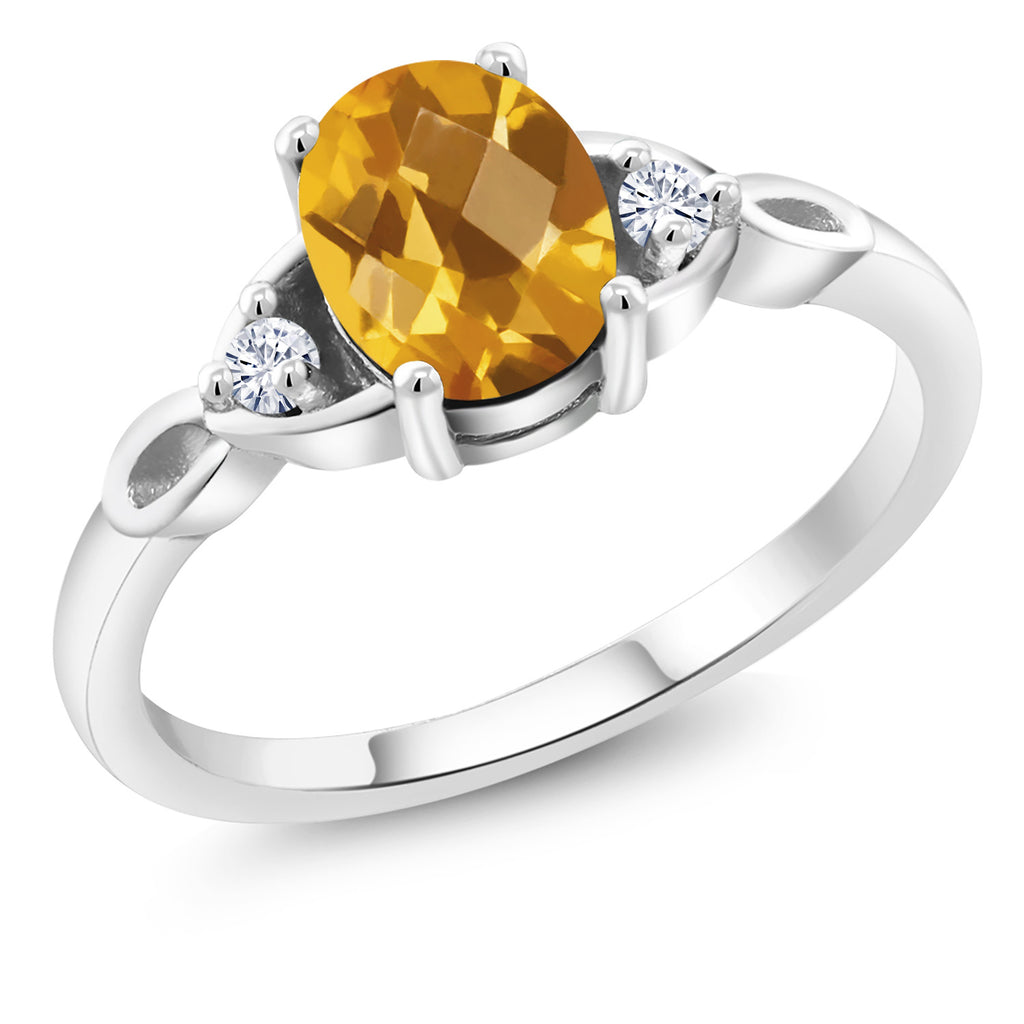 Citrine-Checkerboard - November_8_Ring in 925 Sterling Silver