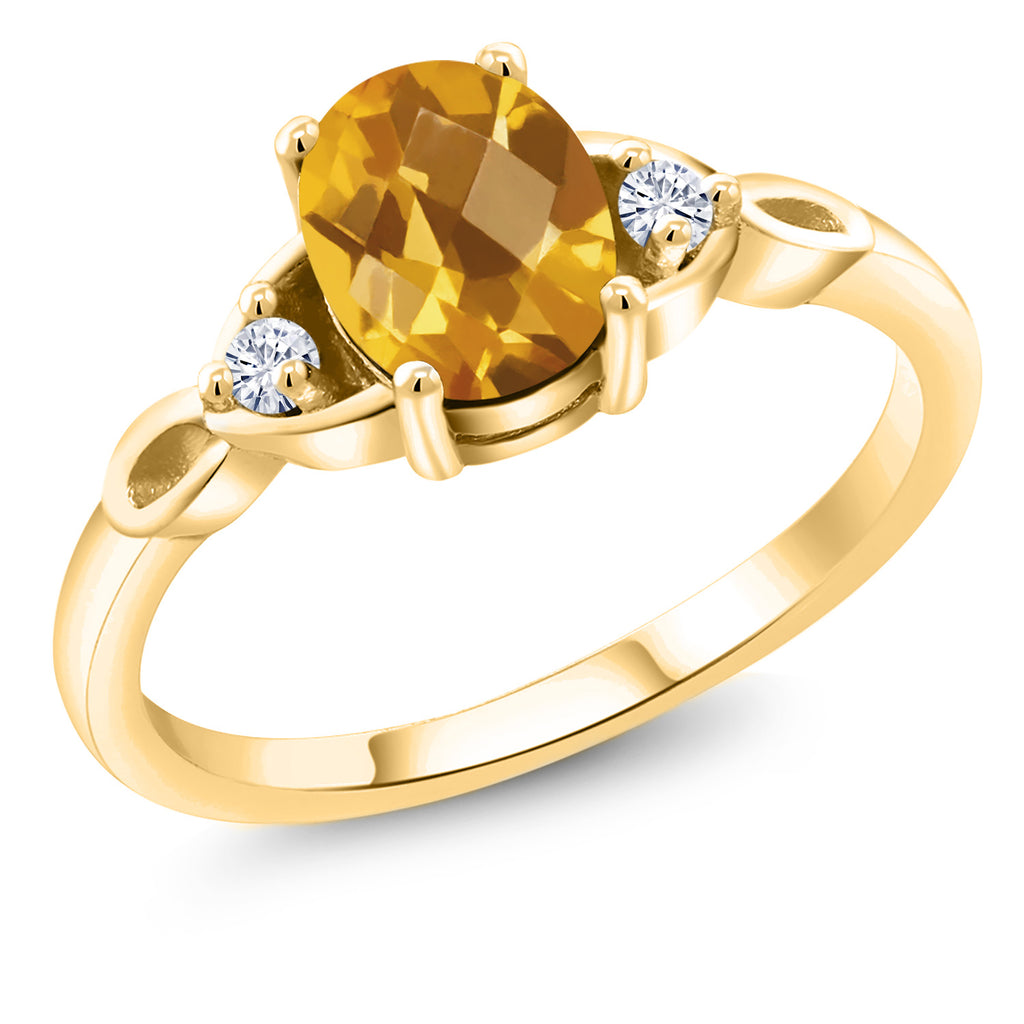 Citrine-Checkerboard - November_9_Ring in 925 Yellow Gold Plated Silver
