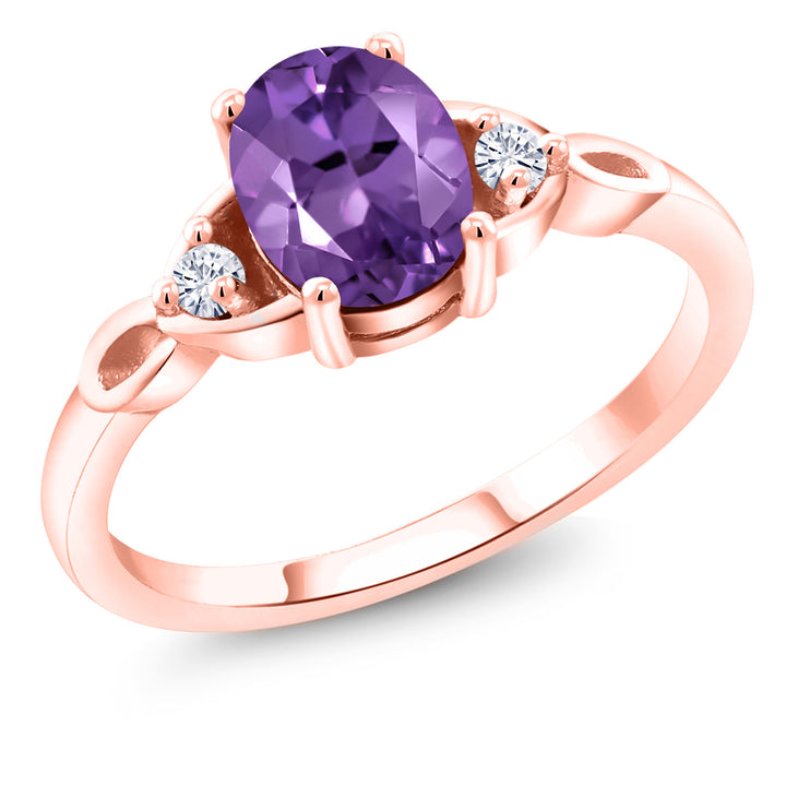 Amethyst - February_5_Ring in 925 Rose Gold Plated Silver