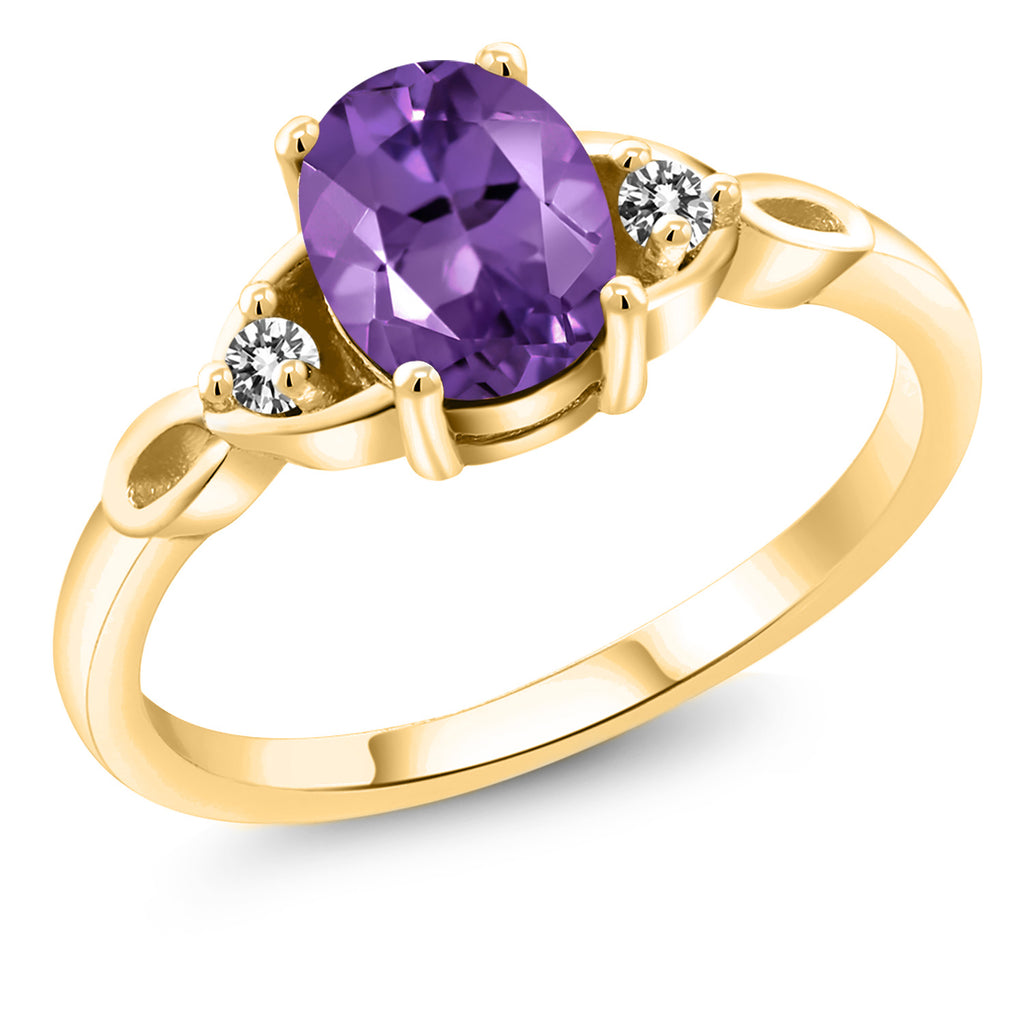 Amethyst - February_7_Ring in 925 Yellow Gold Plated Silver