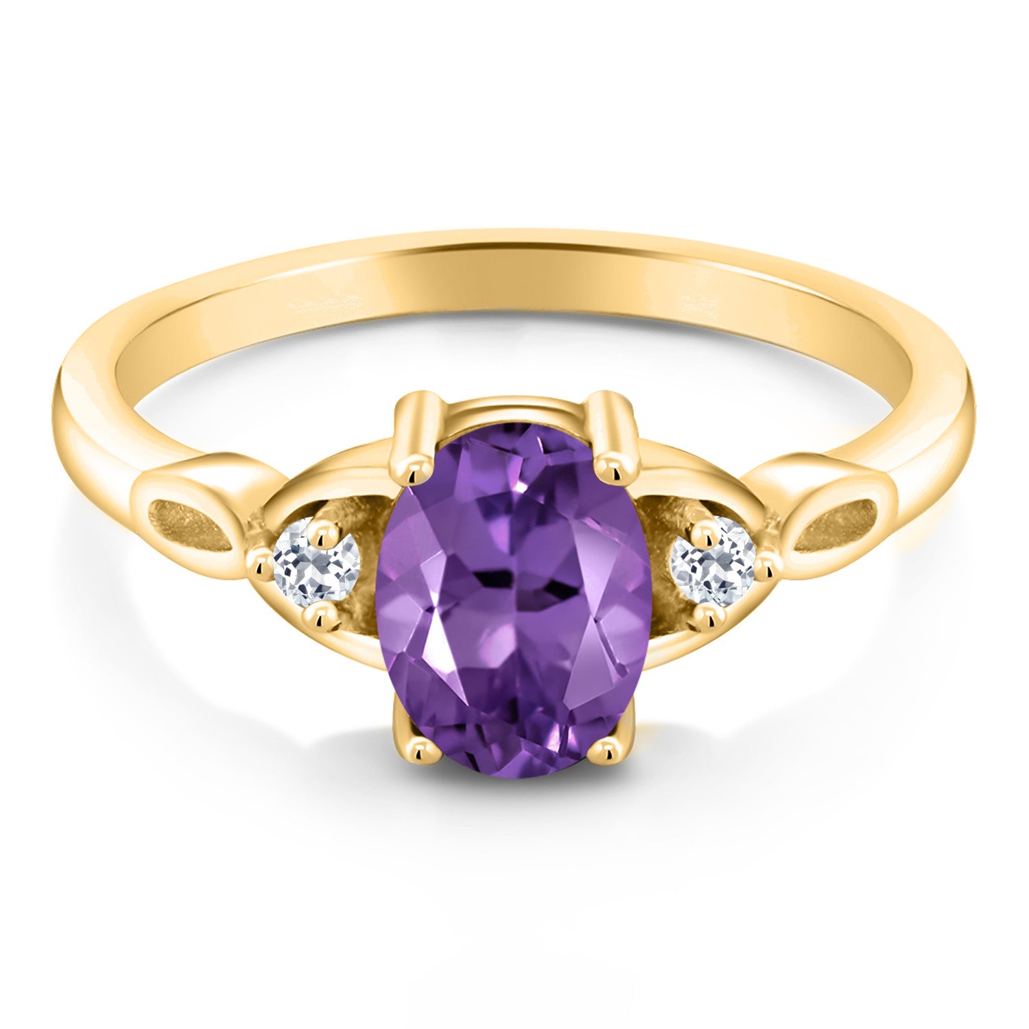 Amethyst and Topaz_9_Ring in 925 Yellow Gold Plated Silver