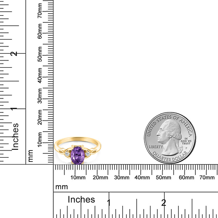 Amethyst and Topaz_9_Ring in 925 Yellow Gold Plated Silver