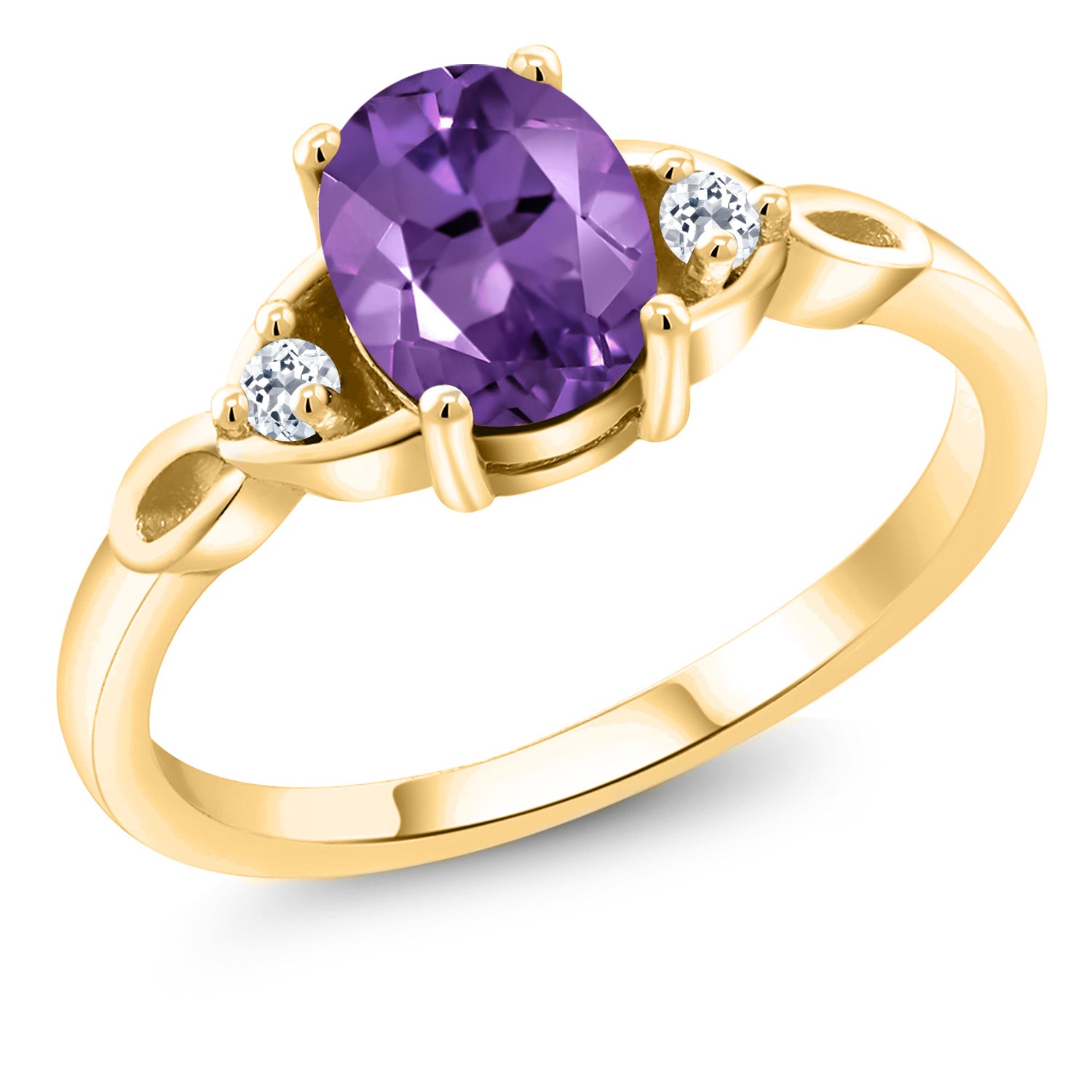 Amethyst - February_9_Ring in 925 Yellow Gold Plated Silver