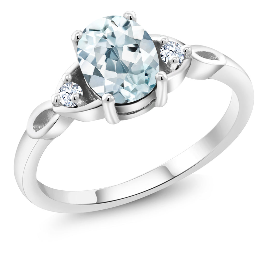 Aquamarine - March_8_Ring in 925 Sterling Silver