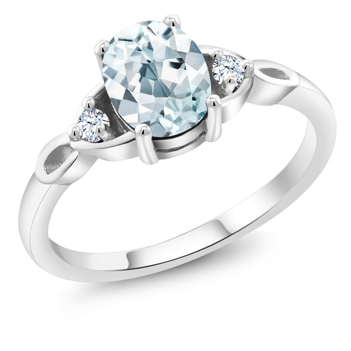 Aquamarine - March_8_Ring in 925 Sterling Silver