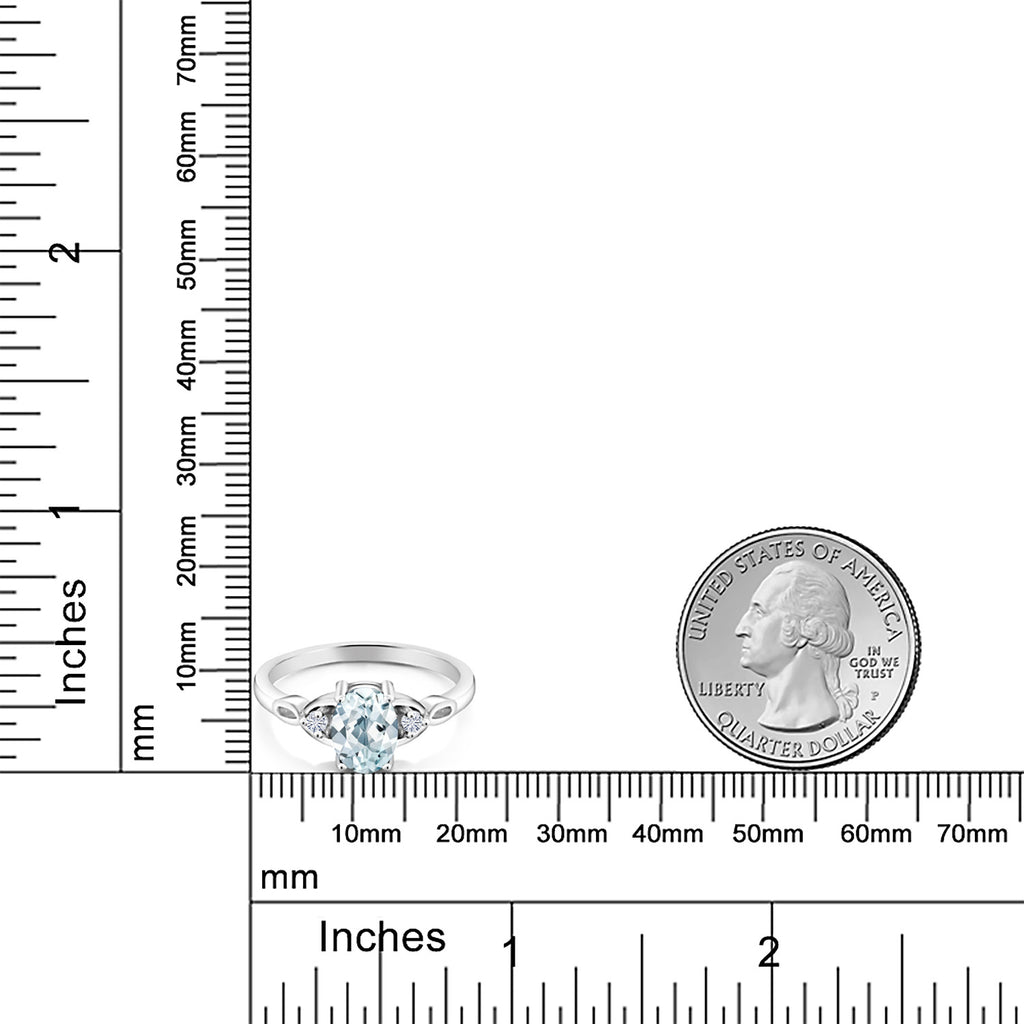 Aquamarine and Lab Grown Diamond_7_Ring in 925 Sterling Silver