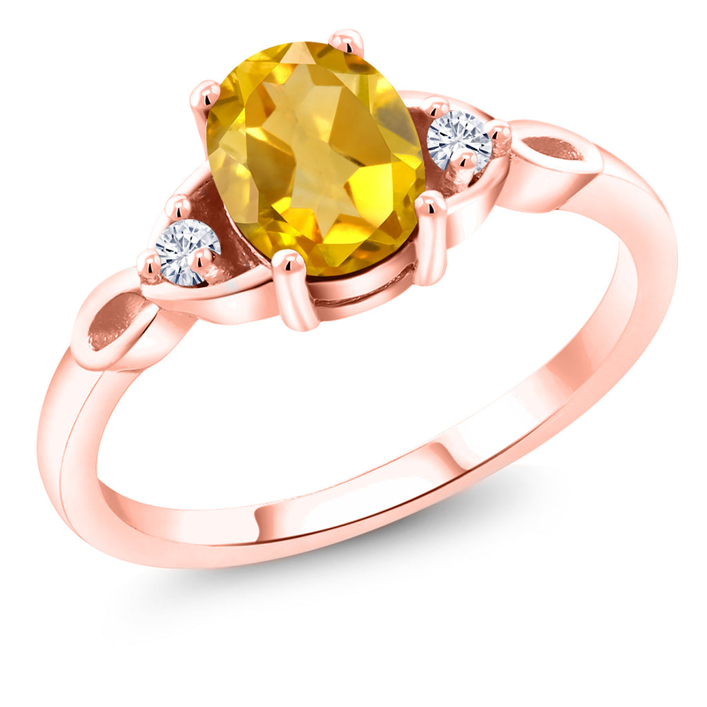 Citrine - November_8_Ring in 925 Rose Gold Plated Silver