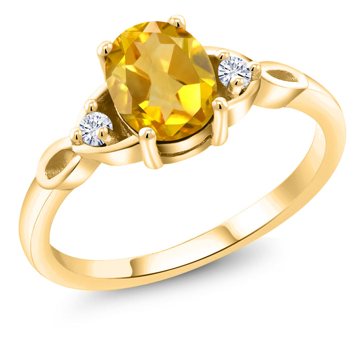 Citrine - November_5_Ring in 925 Yellow Gold Plated Silver