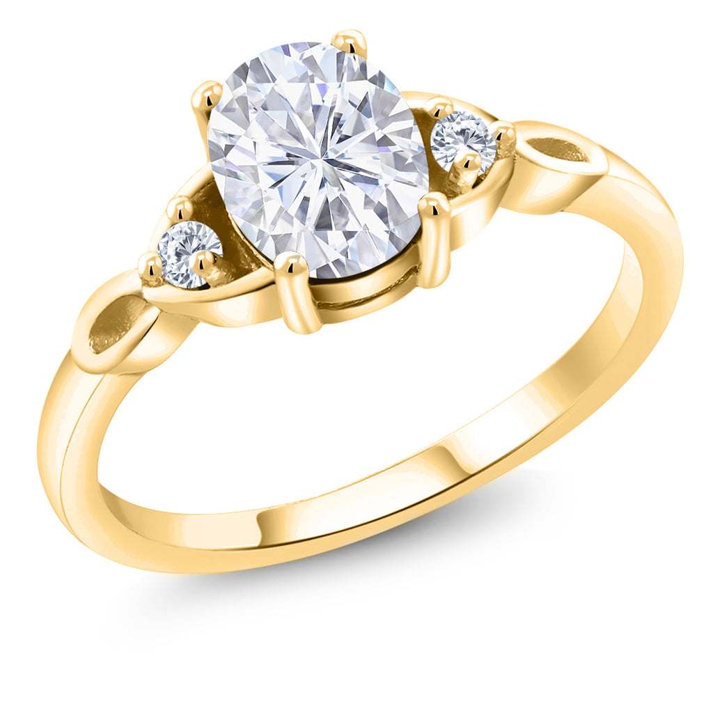 White Moissanite - April_9_Ring in 925 Yellow Gold Plated Silver