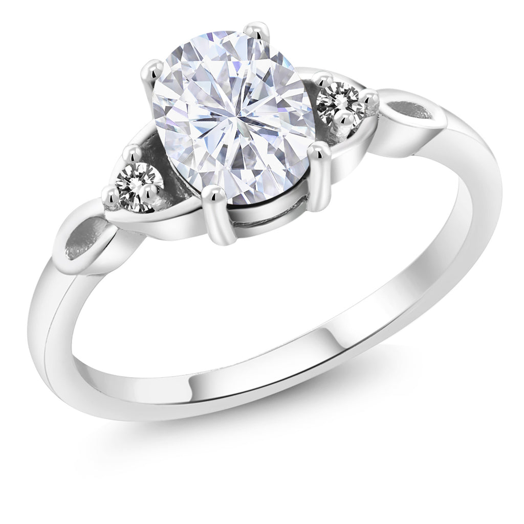 White Moissanite - April_8_Ring in 925 Sterling Silver