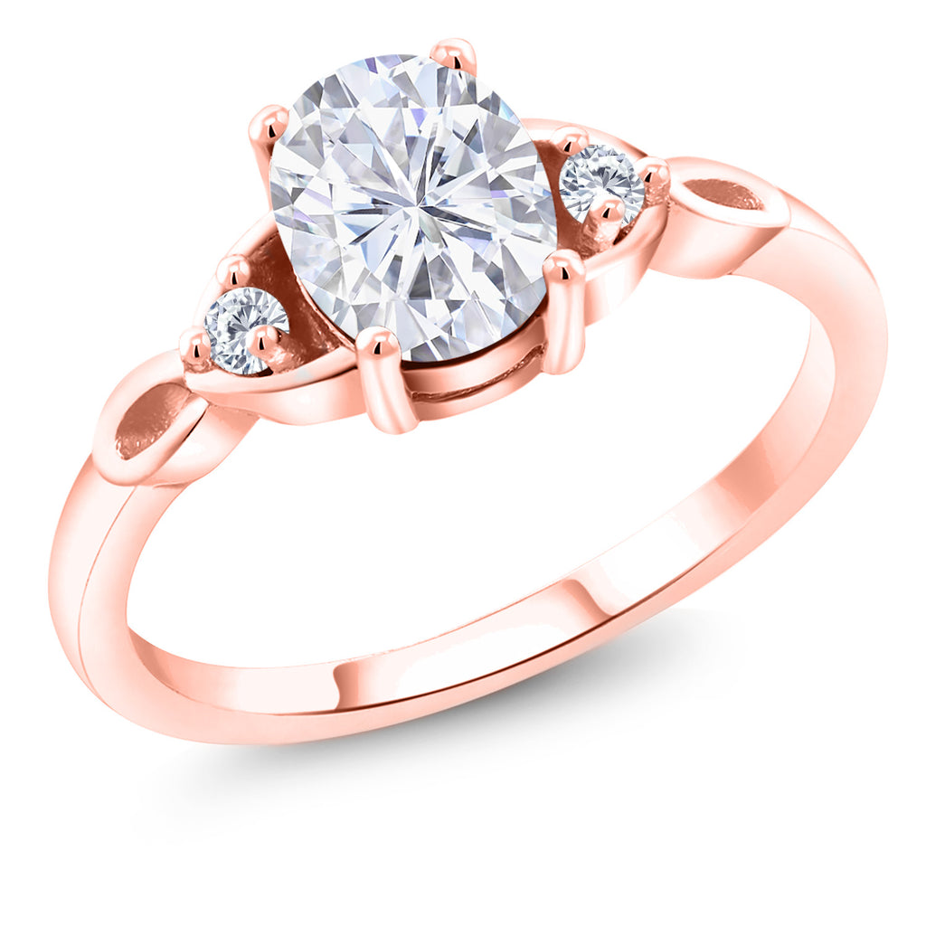 White Moissanite - April_7_Ring in 925 Rose Gold Plated Silver