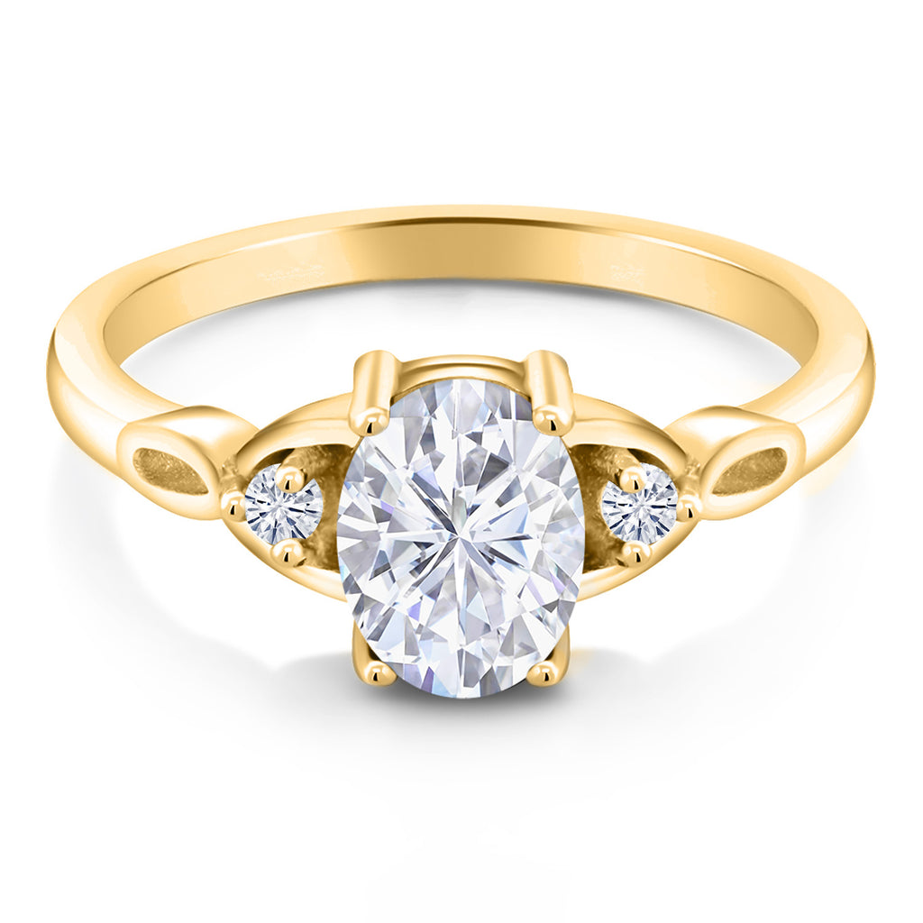 Moissanite and Lab Grown Diamond_7_Ring in 925 Yellow Gold Plated Silver
