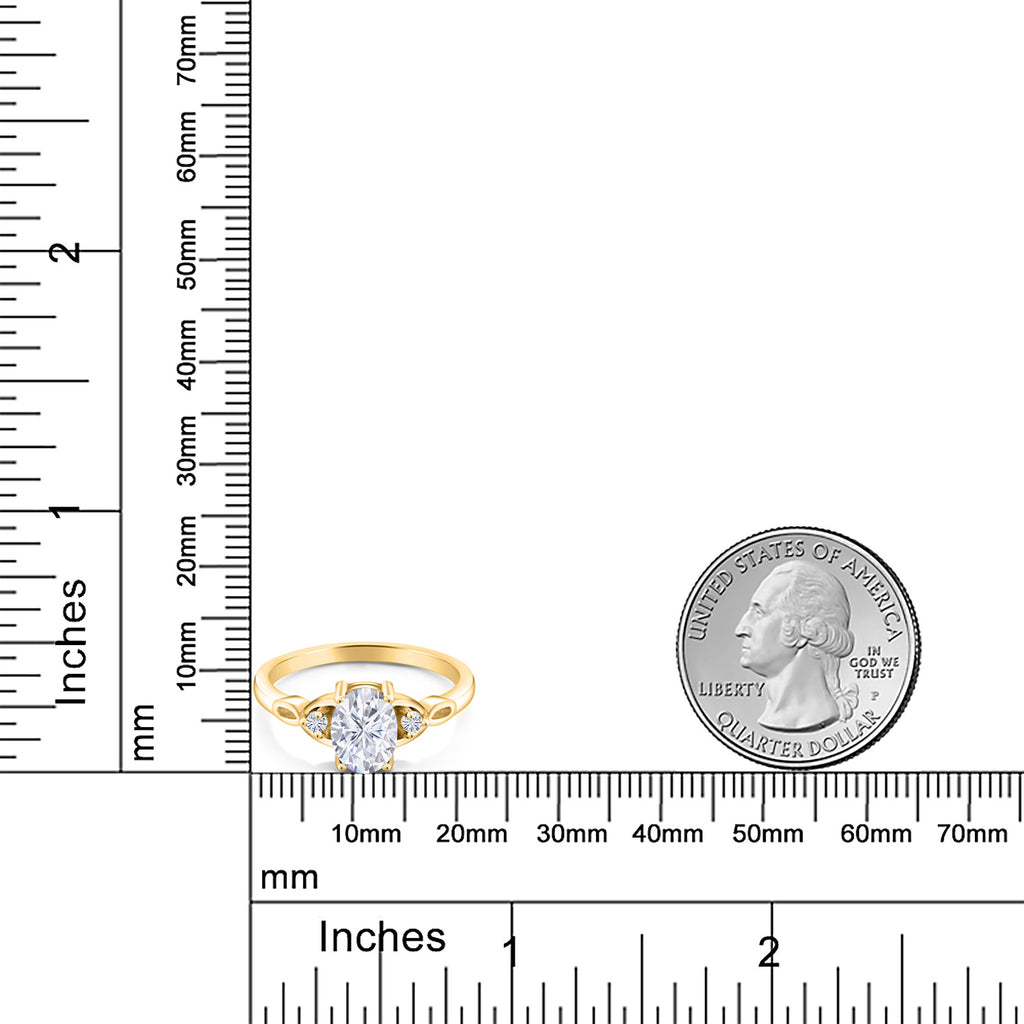 Moissanite and Lab Grown Diamond_7_Ring in 925 Yellow Gold Plated Silver