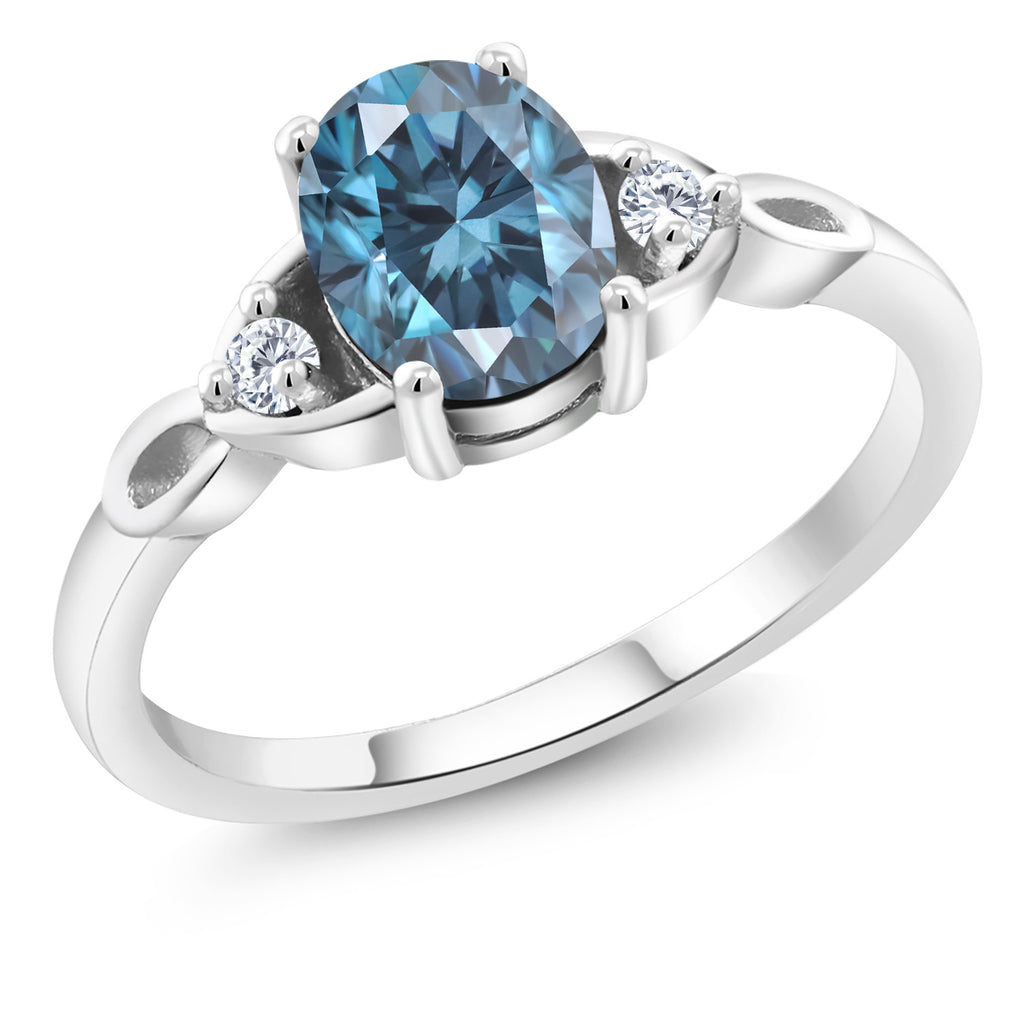 Persian Blue Moissanite - April_6_Ring in 925 Sterling Silver