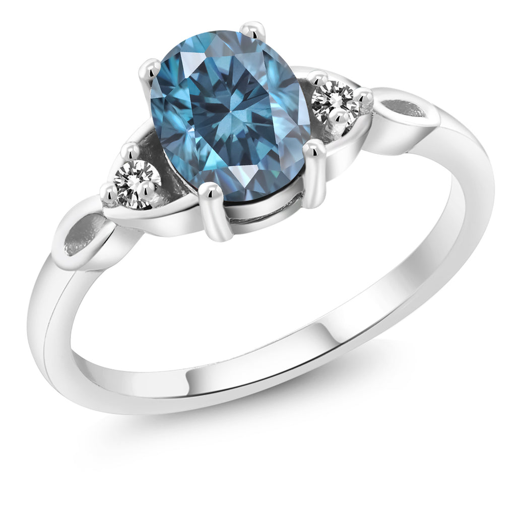 Persian Blue Moissanite - April_7_Ring in 925 Sterling Silver