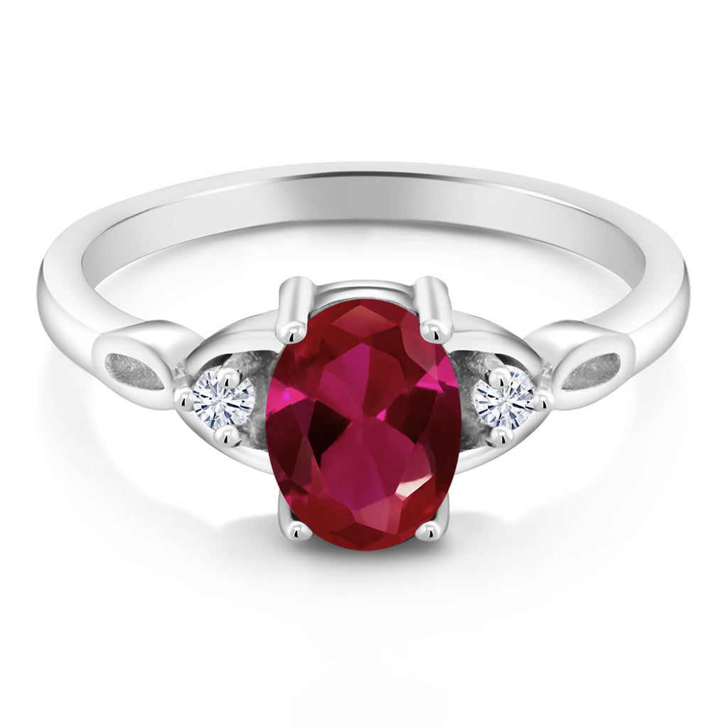 Created Ruby and Moissanite_6_Ring in 925 Sterling Silver