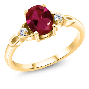 Created Ruby and Moissanite_6_Ring in 925 Yellow Gold Plated Silver