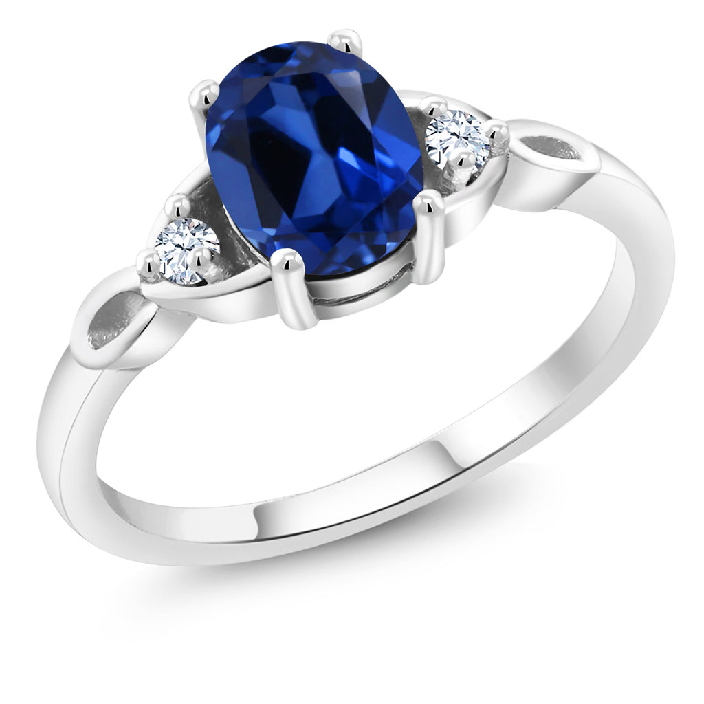 Blue Created Sapphire - September_7_Ring in 925 Sterling Silver