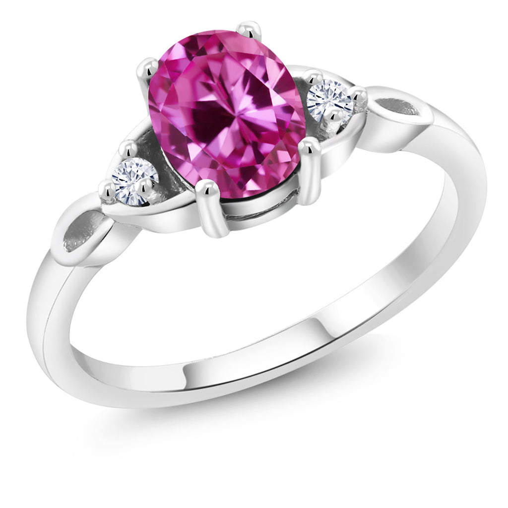 Pink Created Sapphire - September_6_Ring in 925 Sterling Silver
