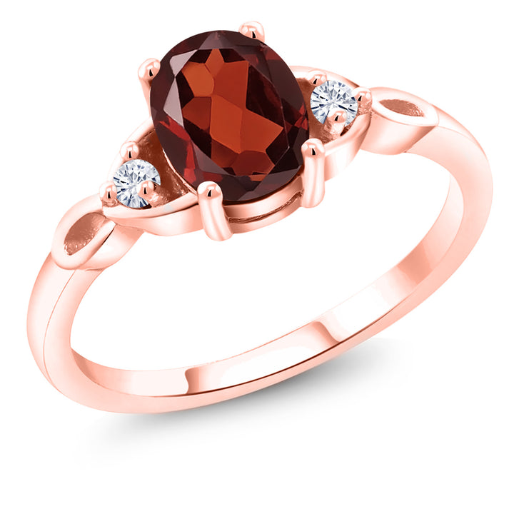 Garnet - January_5_Ring in 925 Rose Gold Plated Silver
