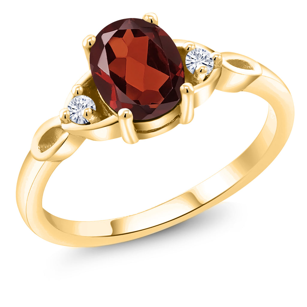 Garnet - January_7_Ring in 925 Yellow Gold Plated Silver