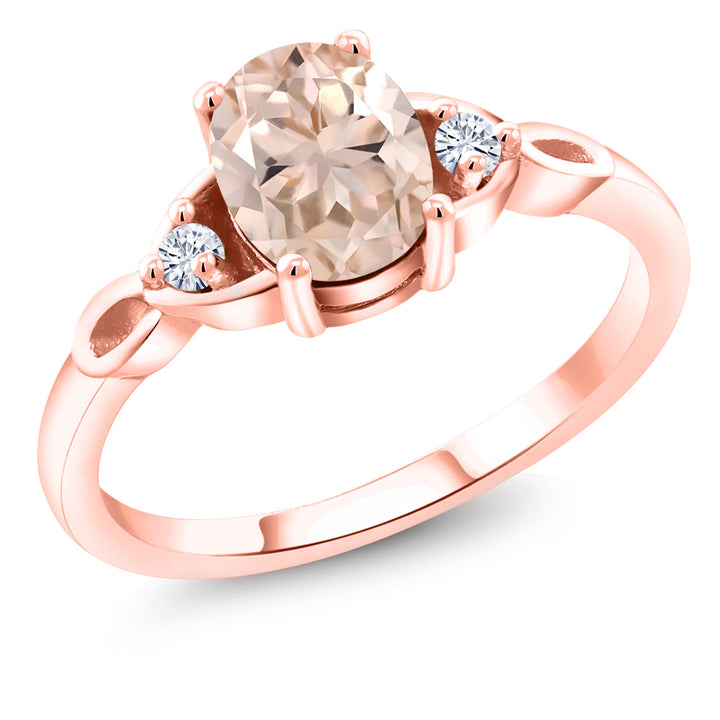 Morganite - October_5_Ring in 925 Rose Gold Plated Silver