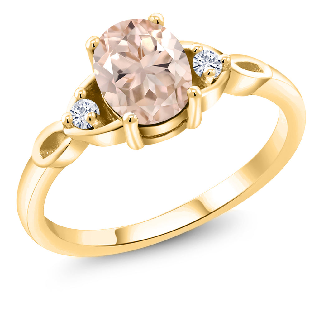 Morganite - October_8_Ring in 925 Yellow Gold Plated Silver