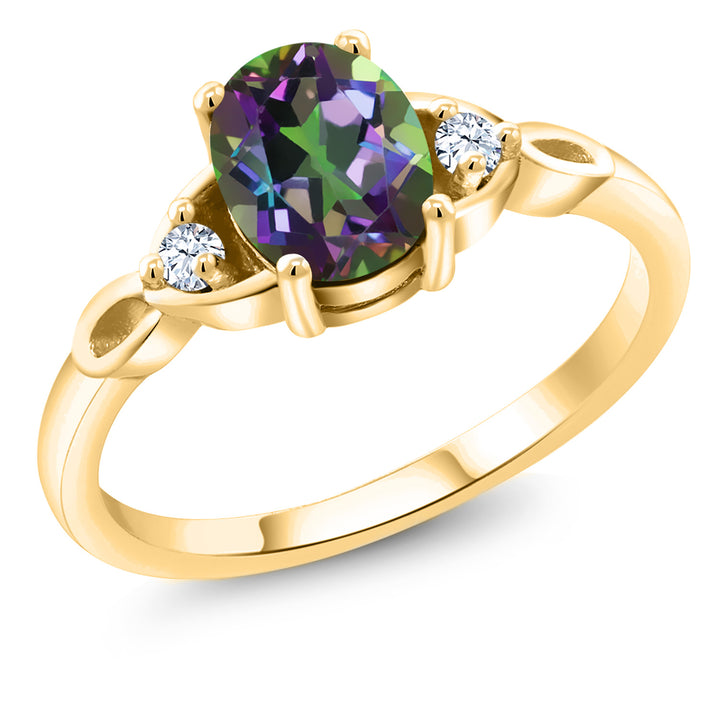 Green Mystic Topaz_5_Ring in 925 Yellow Gold Plated Silver