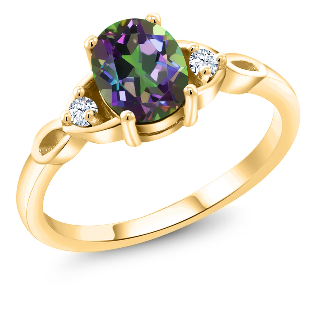 Green Mystic Topaz_8_Ring in 925 Yellow Gold Plated Silver
