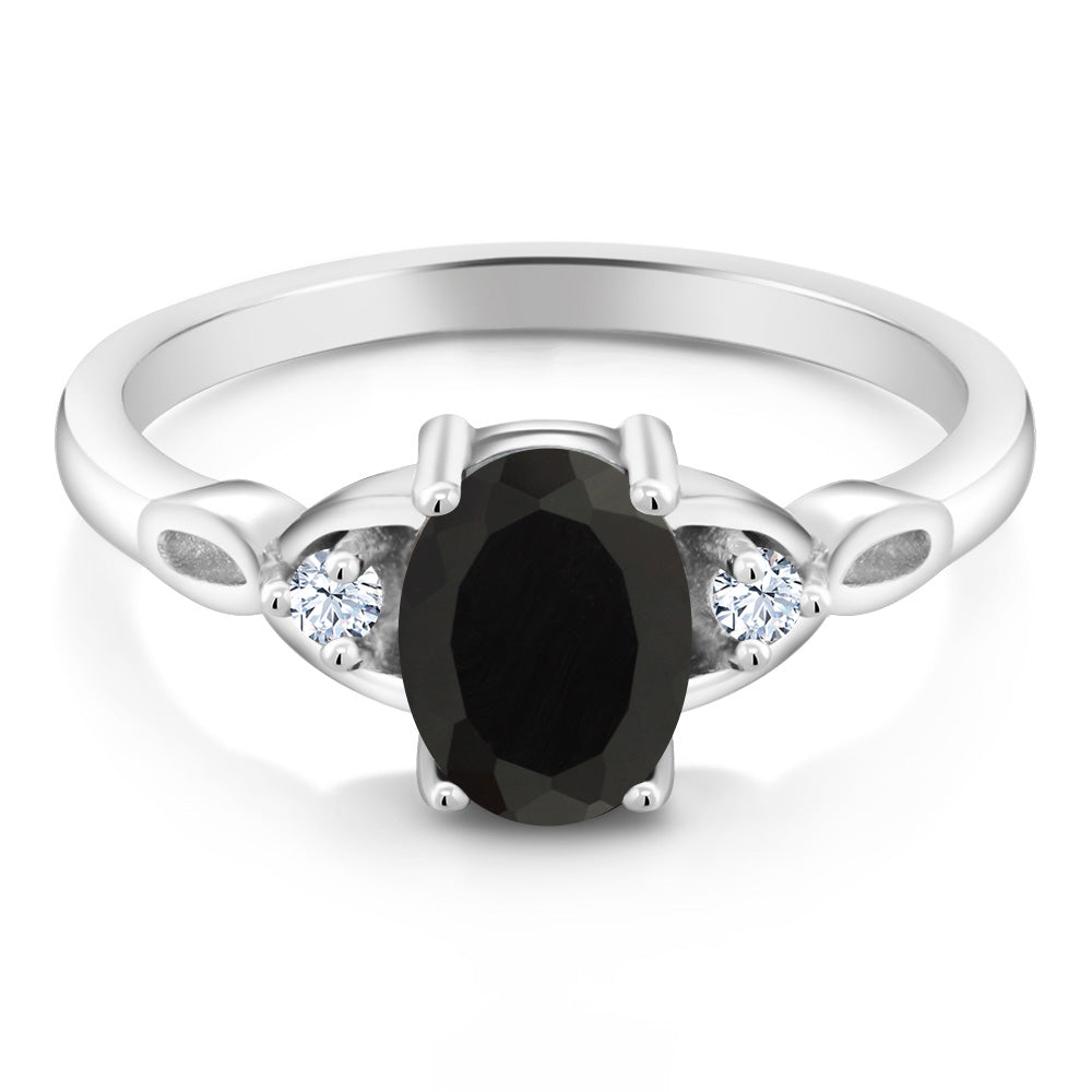 Onyx and Zirconia_7_Ring in 925 Sterling Silver