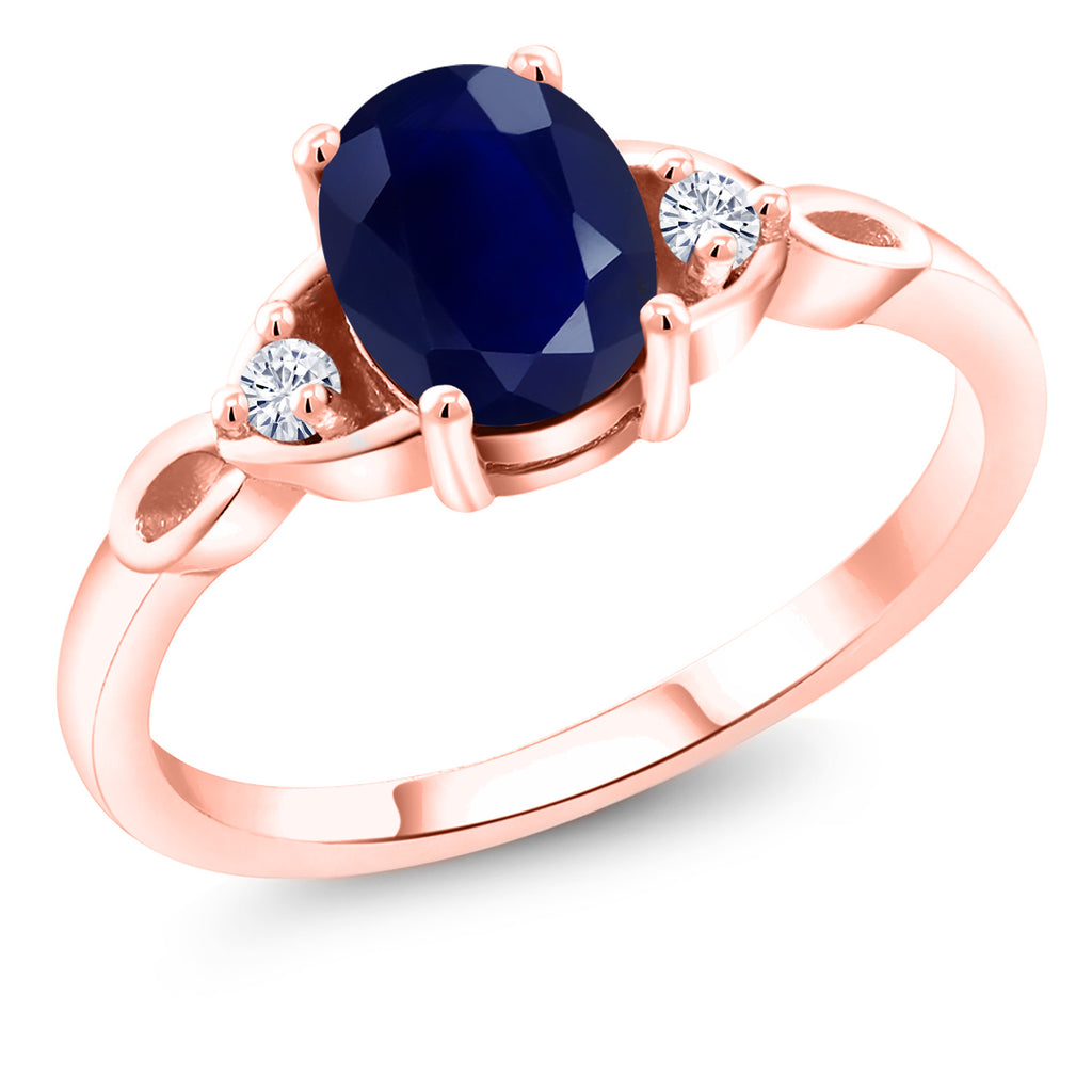 Blue Sapphire - September_5_Ring in 925 Rose Gold Plated Silver