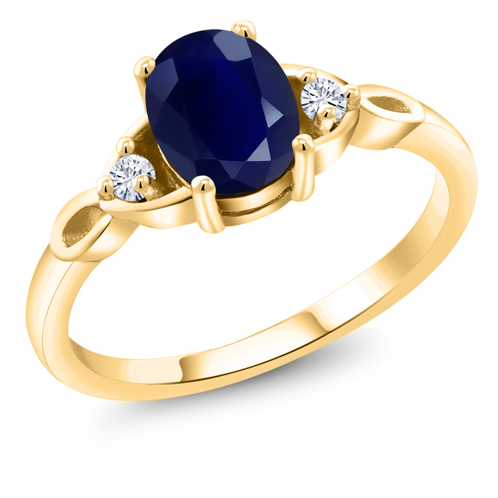 Blue Sapphire - September_9_Ring in 925 Yellow Gold Plated Silver
