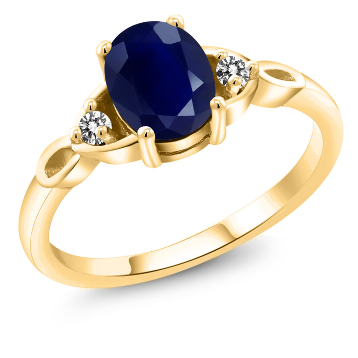 Blue Sapphire - September_5_Ring in 925 Yellow Gold Plated Silver