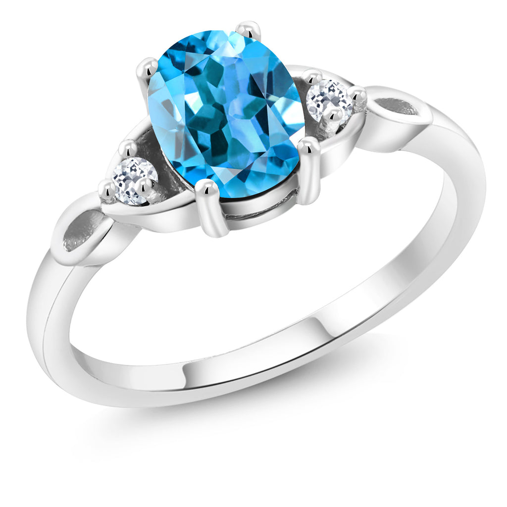 Swiss Blue Topaz - November_9_Ring in 925 Sterling Silver