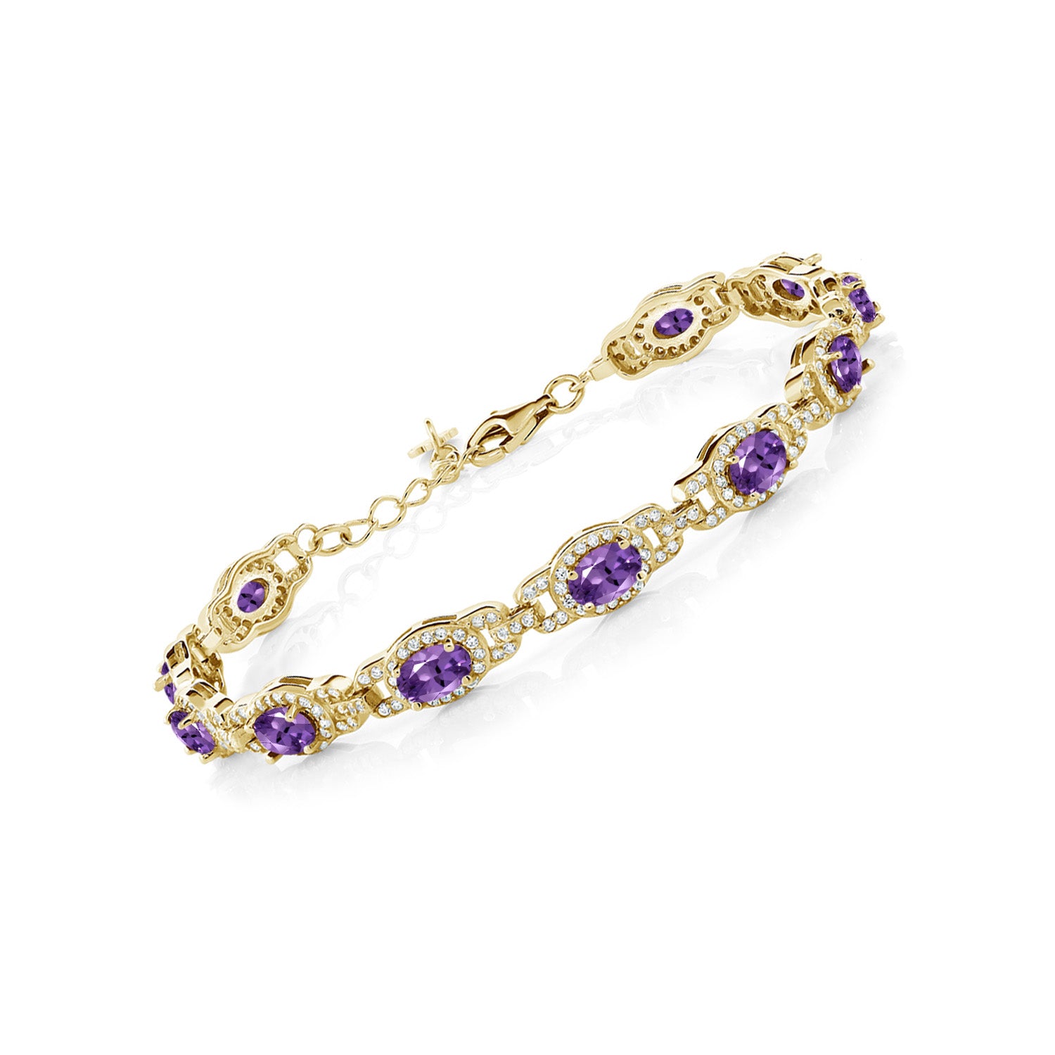 Amethyst - February_Bracelet in 925 Yellow Gold Plated Silver