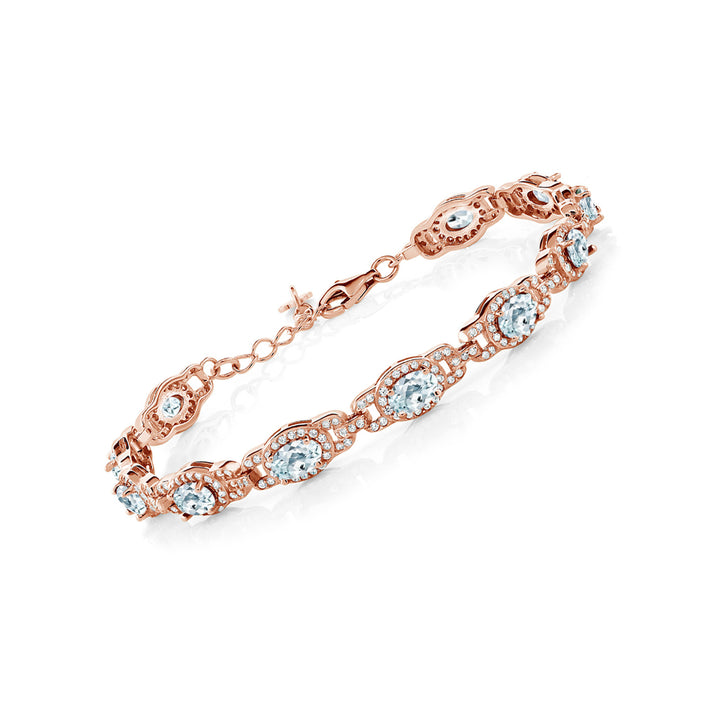 Aquamarine - March_Bracelet in 925 Rose Gold Plated Silver