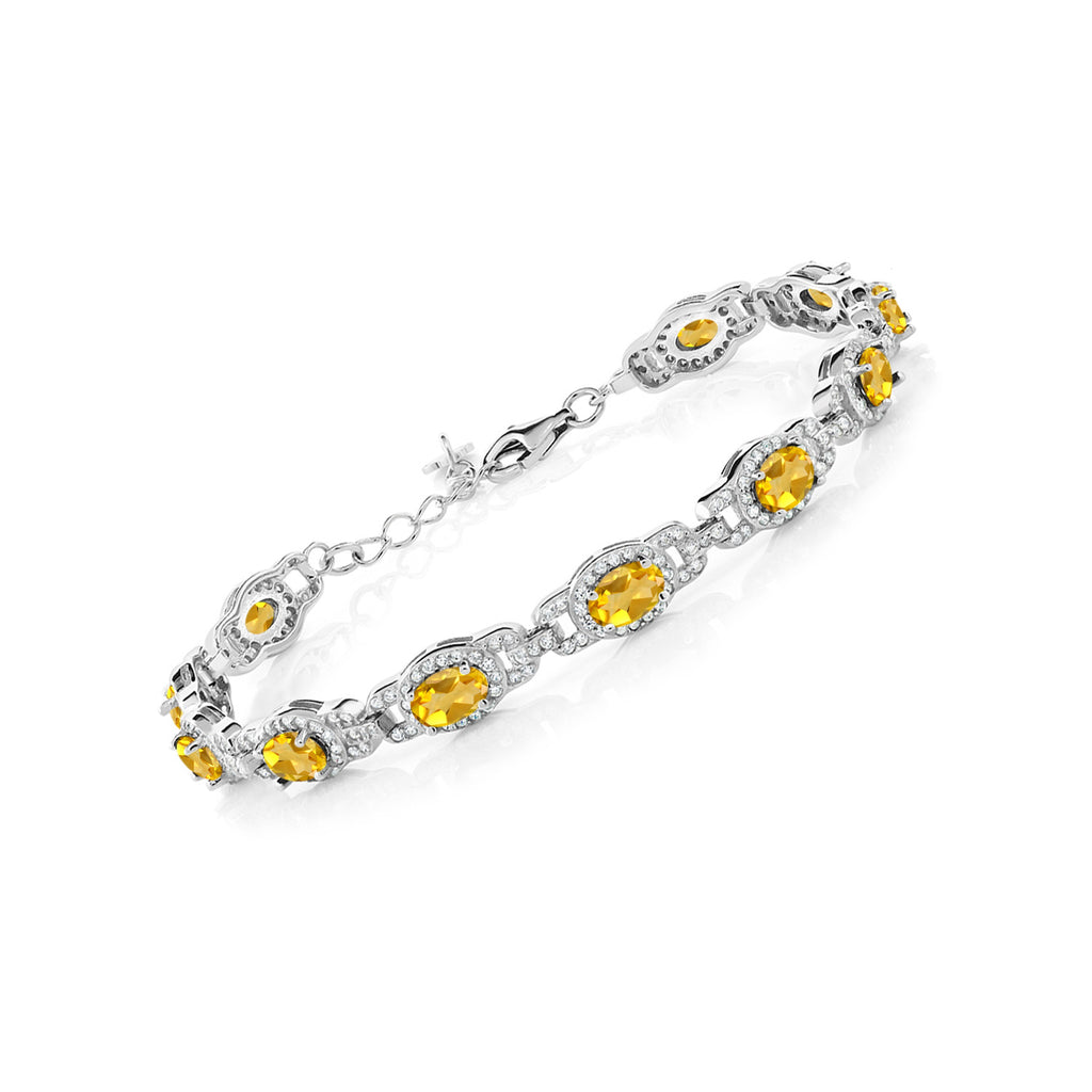7-14 Cttw Oval Gemstone Birthstone Tennis Bracelet For Women | 925 Sterling Silver | Oval 6X4MM | 7 Inch With 1 Inch Extender | Fine Jewelry Gifts for Her Mom Women Wife