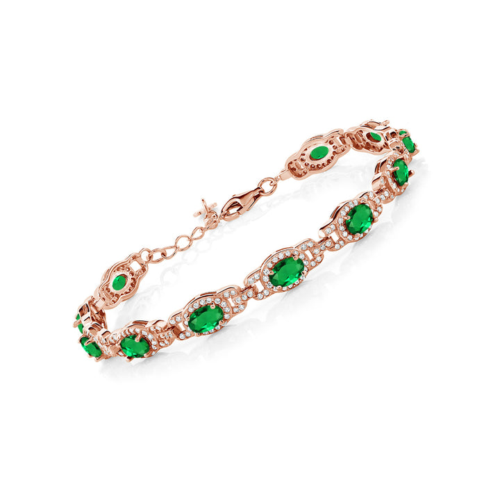 Nano Emerald - May_Bracelet in 925 Rose Gold Plated Silver