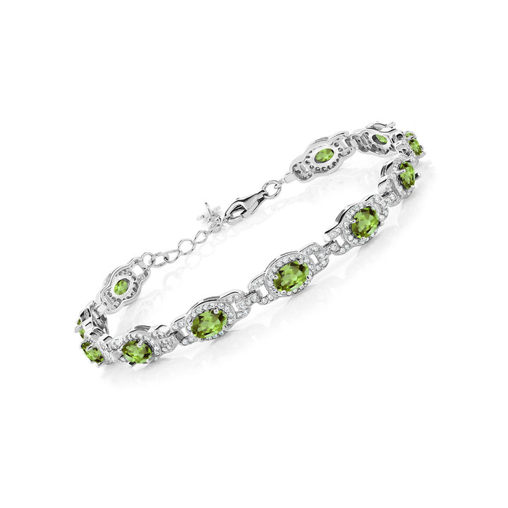 7-14 Cttw Oval Gemstone Birthstone Tennis Bracelet For Women | 925 Sterling Silver | Oval 6X4MM | 7 Inch With 1 Inch Extender | Fine Jewelry Gifts for Women Her Mom Wife